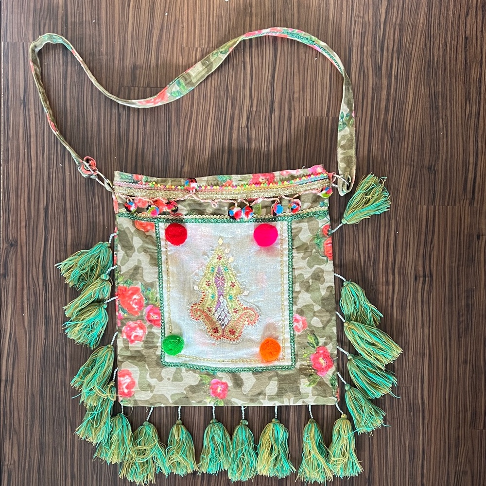 Floral Tassel Crossbody Bag